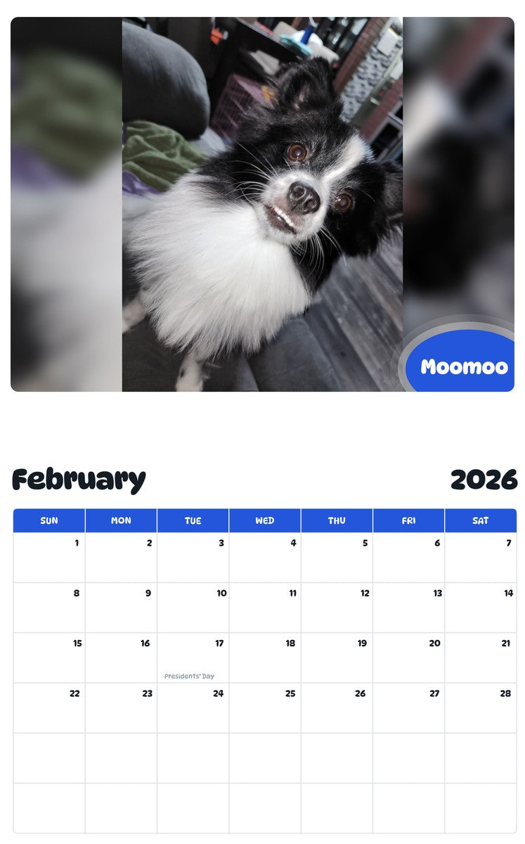 October 2025 - September 2026 Moomoo - Pawidols Pet Calendar