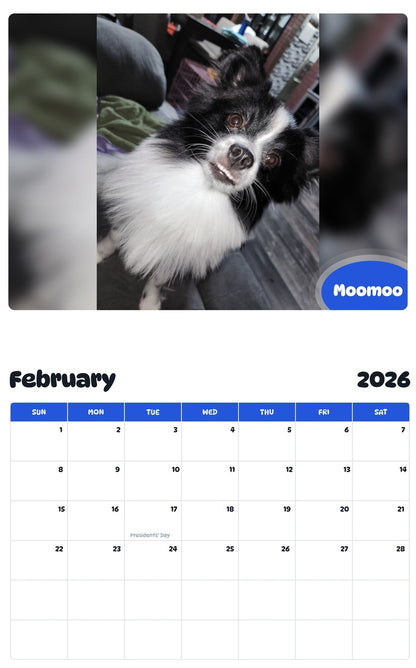 October 2025 - September 2026 Moomoo - Pawidols Pet Calendar