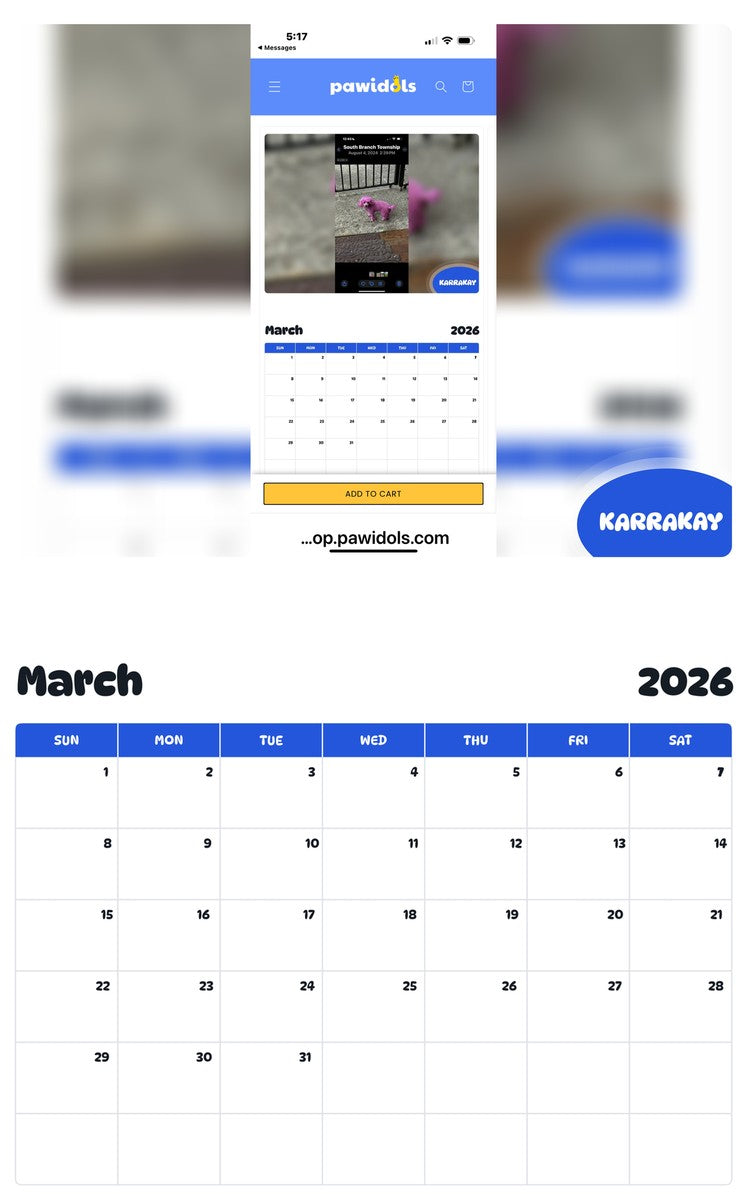 November 2025 - October 2026 KARRAKAY - Pawidols Pet Calendar