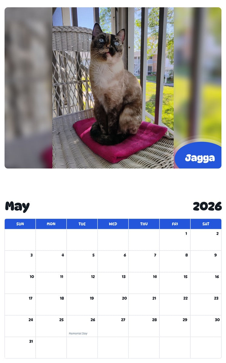 2026 - 2027 Jagga - Pawidols Pet Calendar