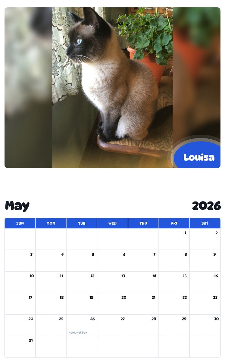 2026 - 2027 Louisa - Pawidols Pet Calendar