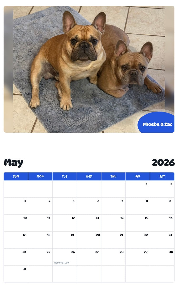 2026 - 2027 Phoebe & Zac - Pawidols Pet Calendar