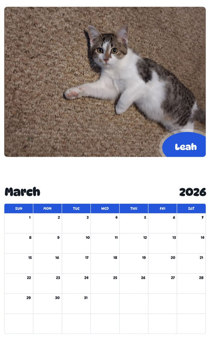 November 2025 - October 2026 Leah - Pawidols Pet Calendar