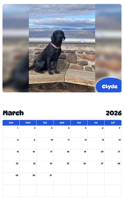 November 2025 - October 2026 CLyde - Pawidols Pet Calendar