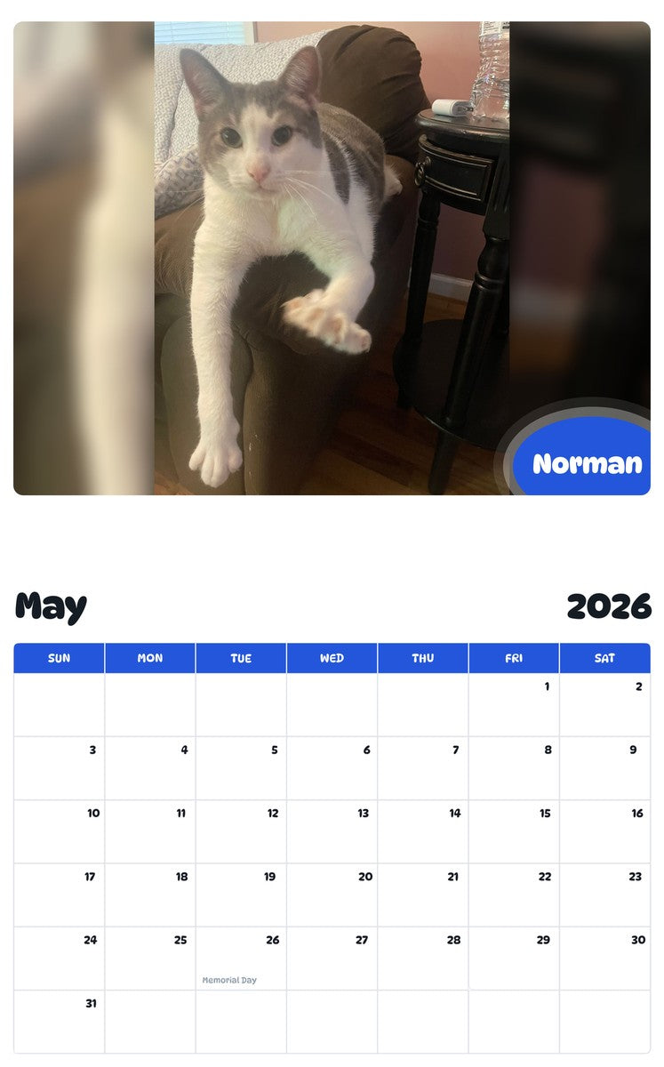 2026 - 2027 Norman - Pawidols Pet Calendar