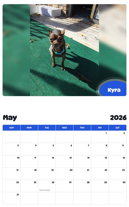 2026 - 2027 Kyra - Pawidols Pet Calendar