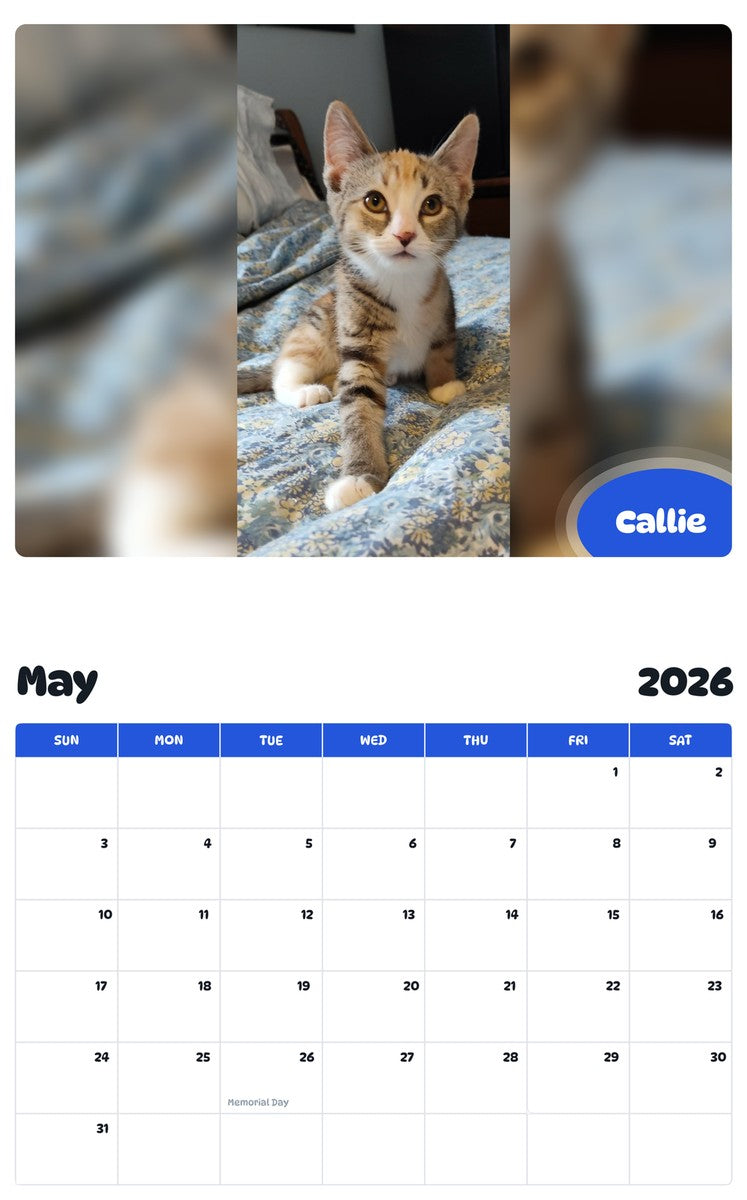 2026 - 2027 Callie - Pawidols Pet Calendar