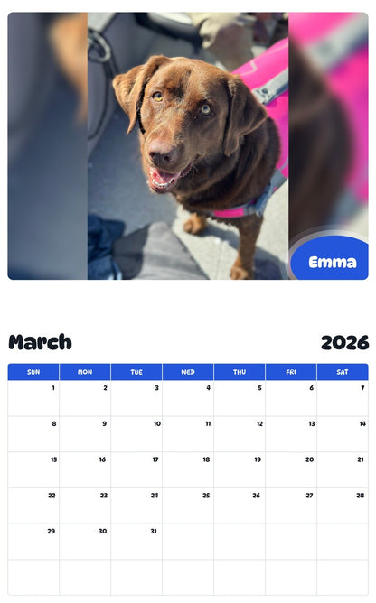 November 2025 - October 2026 Emma - Pawidols Pet Calendar