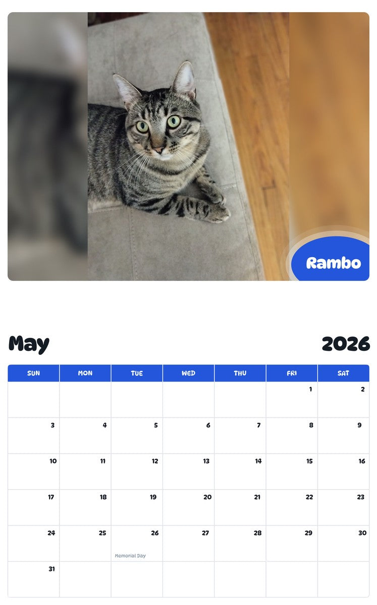 2026 - 2027 Rambo - Pawidols Pet Calendar