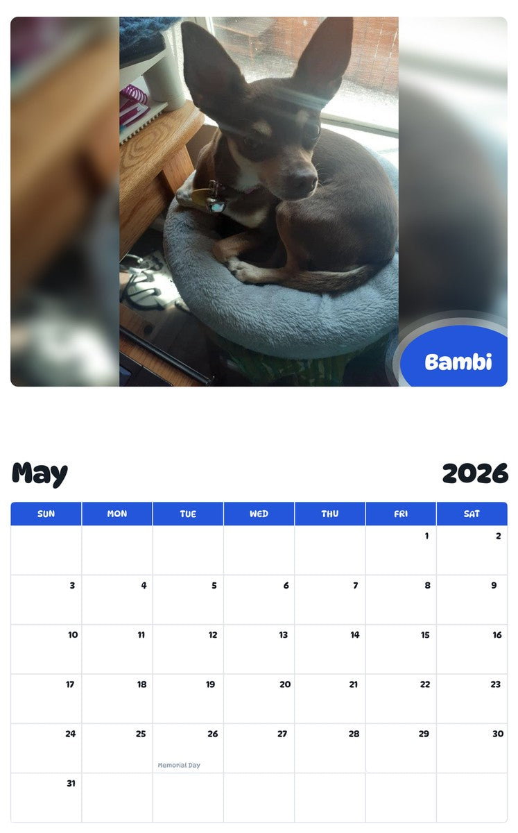 2026 - 2027 Bambi - Pawidols Pet Calendar