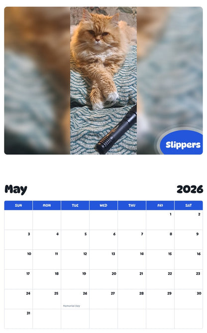 2026 - 2027 Slippers - Pawidols Pet Calendar