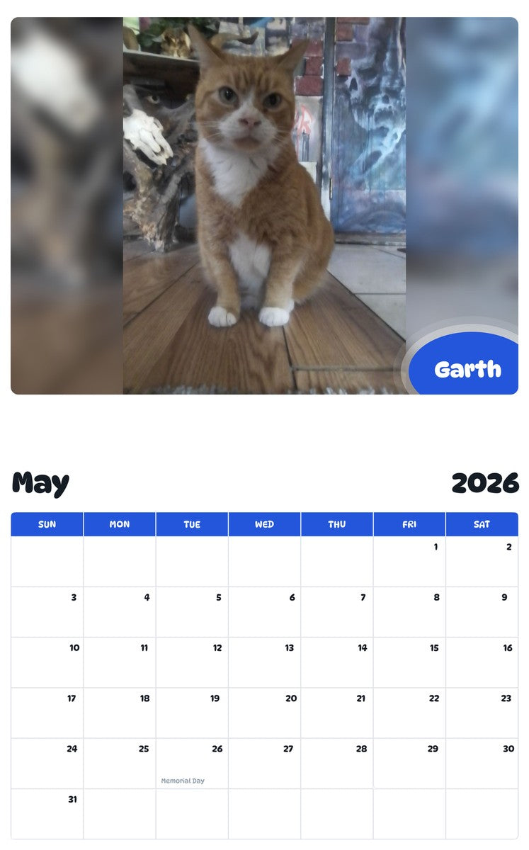 2026 - 2027 Garth - Pawidols Pet Calendar