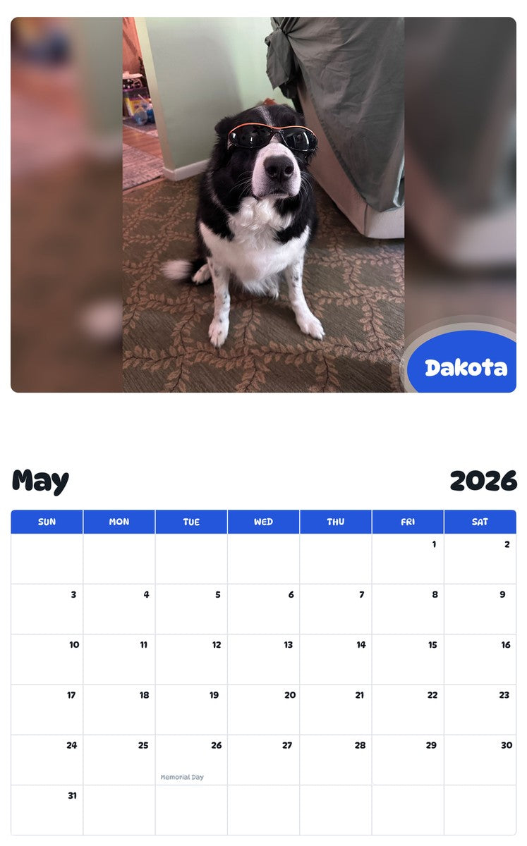 2026 - 2027 Dakota - Pawidols Pet Calendar