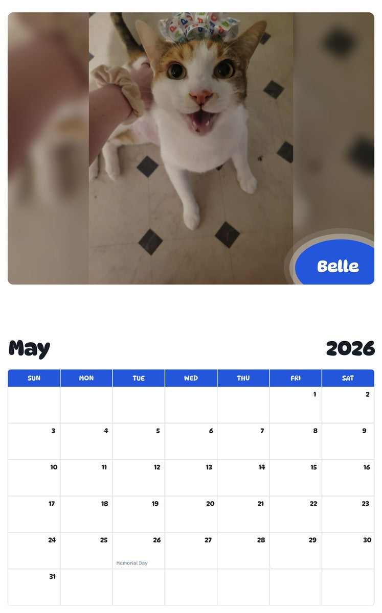 2026 - 2027 Belle - Pawidols Pet Calendar