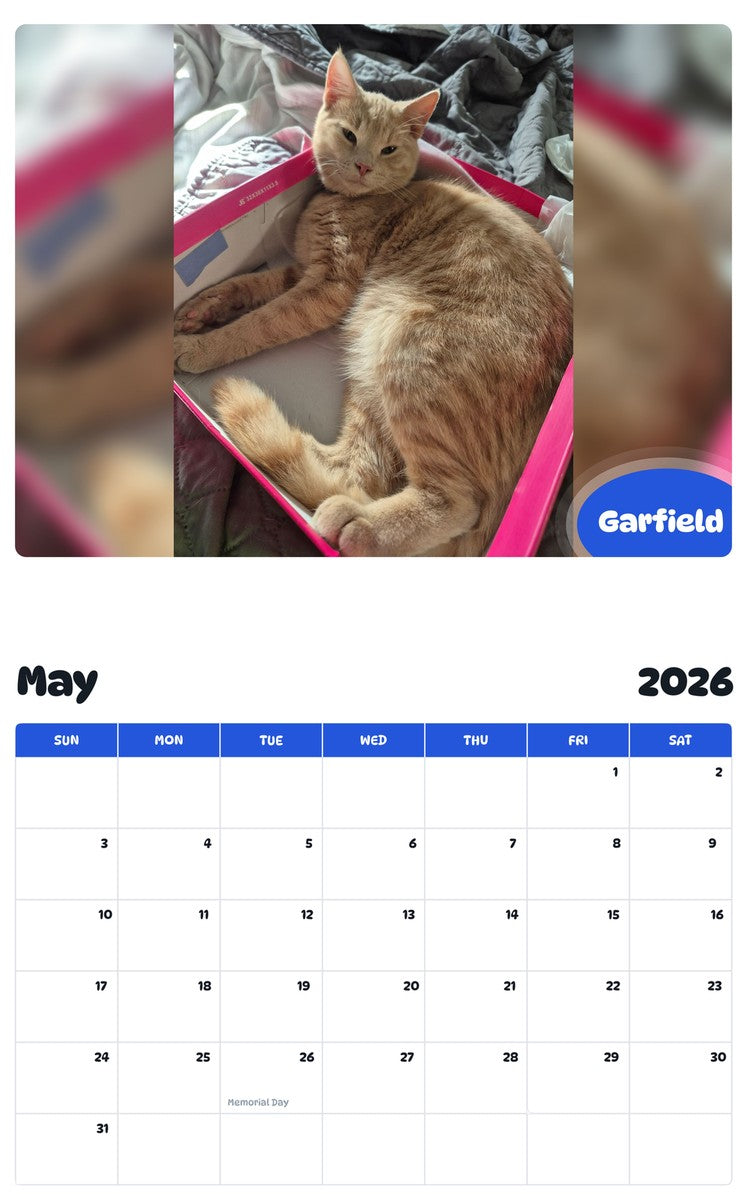 2026 - 2027 Garfield - Pawidols Pet Calendar