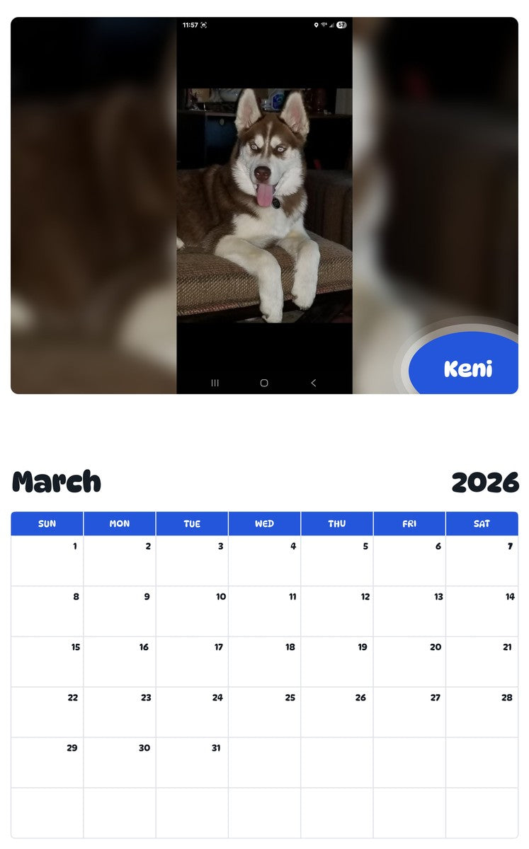 November 2025 - October 2026 Keni - Pawidols Pet Calendar