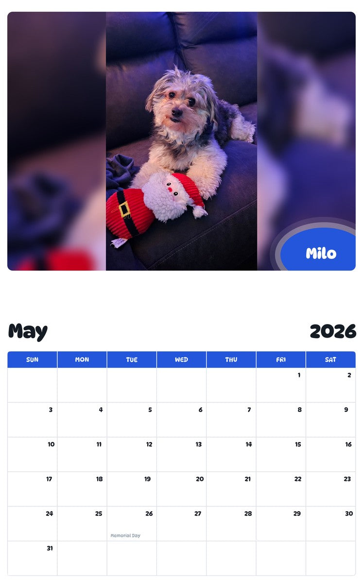 2026 - 2027 Milo - Pawidols Pet Calendar