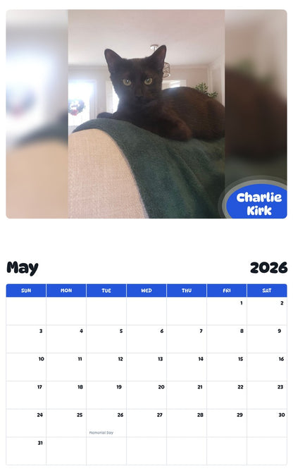 2026 - 2027 Charlie Kirk - Pawidols Pet Calendar