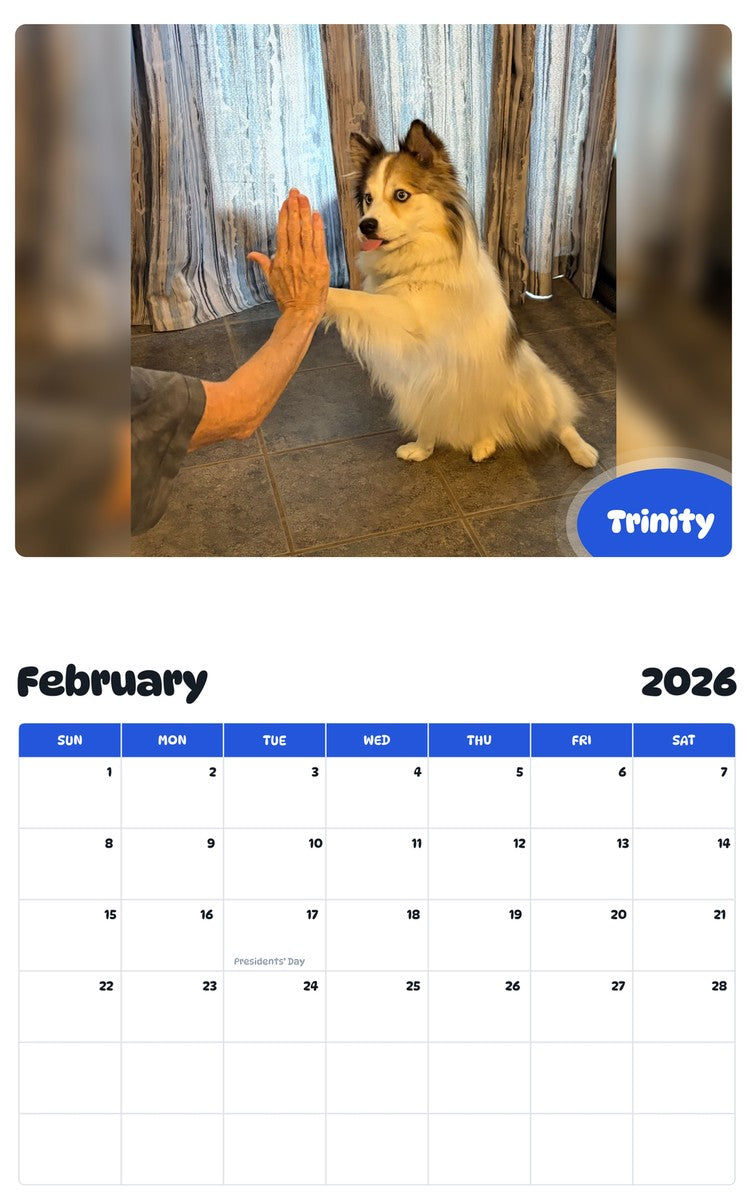 October 2025 - September 2026 Trinity - Pawidols Pet Calendar