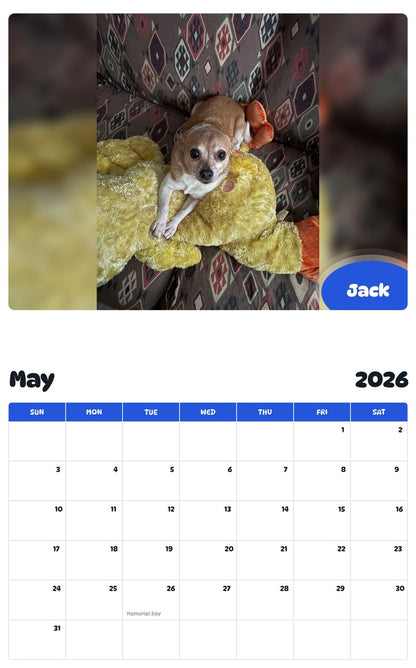 2026 - 2027 Jack - Pawidols Pet Calendar