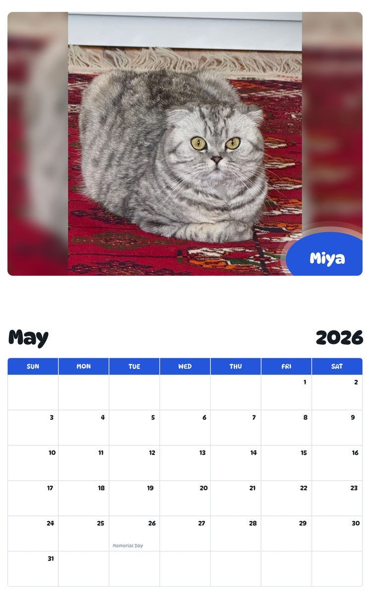 2026 - 2027 Miya - Pawidols Pet Calendar