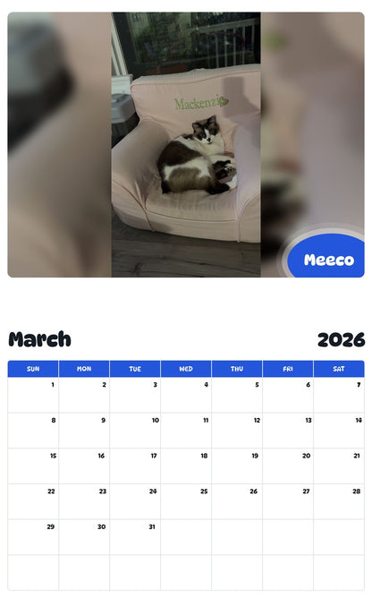 November 2025 - October 2026 Meeco - Pawidols Pet Calendar