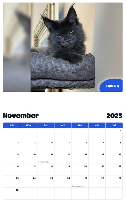 July 2025 - June 2026 Lakota - Pawidols Pet Calendar
