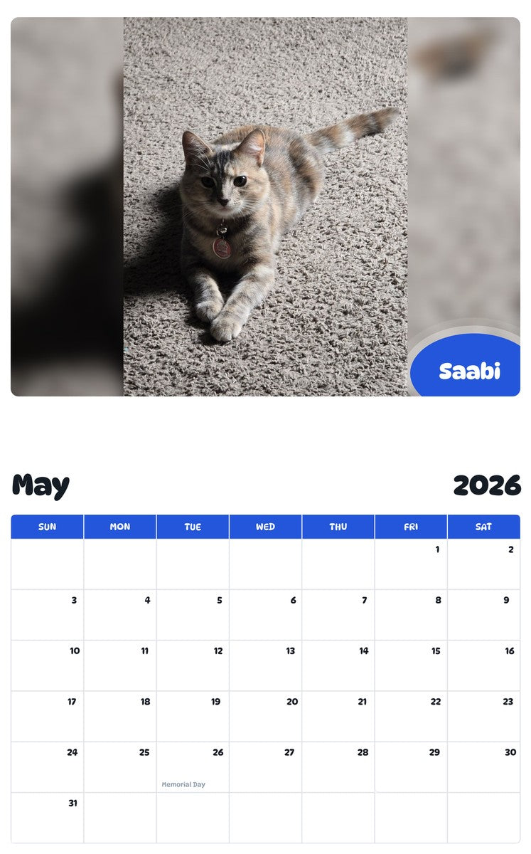 2026 - 2027 Saabi - Pawidols Pet Calendar