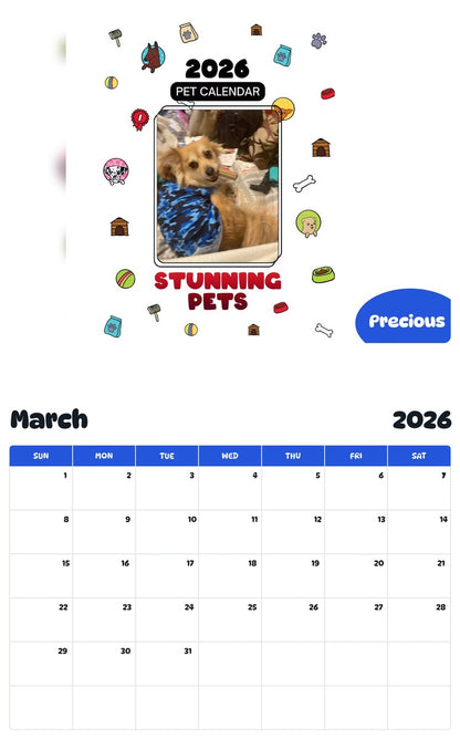 November 2025 - October 2026 Precious - Pawidols Pet Calendar
