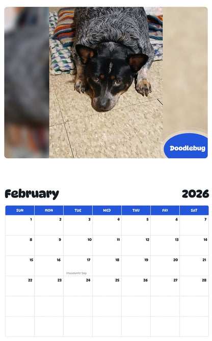 October 2025 - September 2026 Doodlebug - Pawidols Pet Calendar
