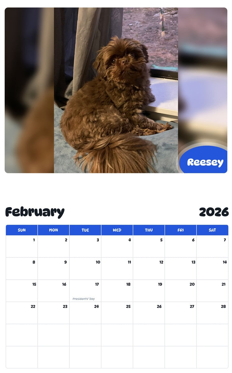 October 2025 - September 2026 Reesey - Pawidols Pet Calendar