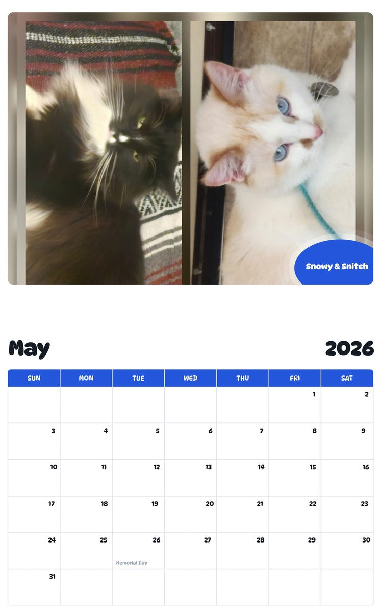 2026 - 2027 Snowy & Snitch - Pawidols Pet Calendar