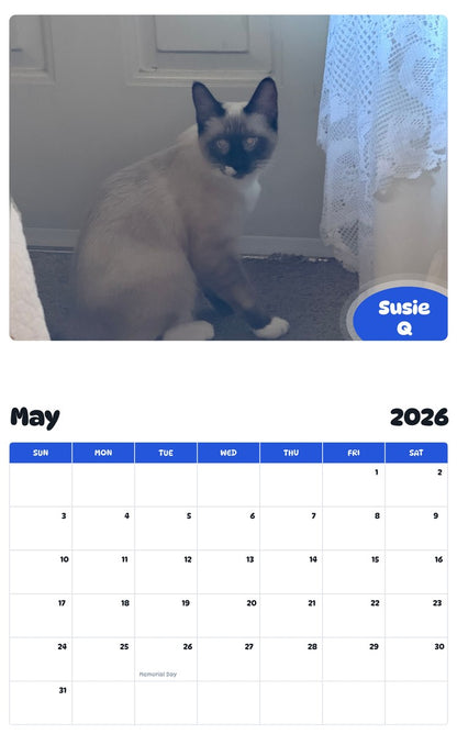 2026 - 2027 Susie Q - Pawidols Pet Calendar