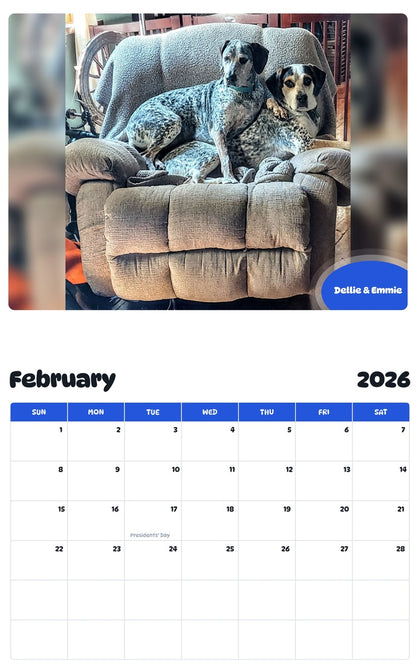 November 2025 - October 2026 Dellie & Emmie - Pawidols Pet Calendar
