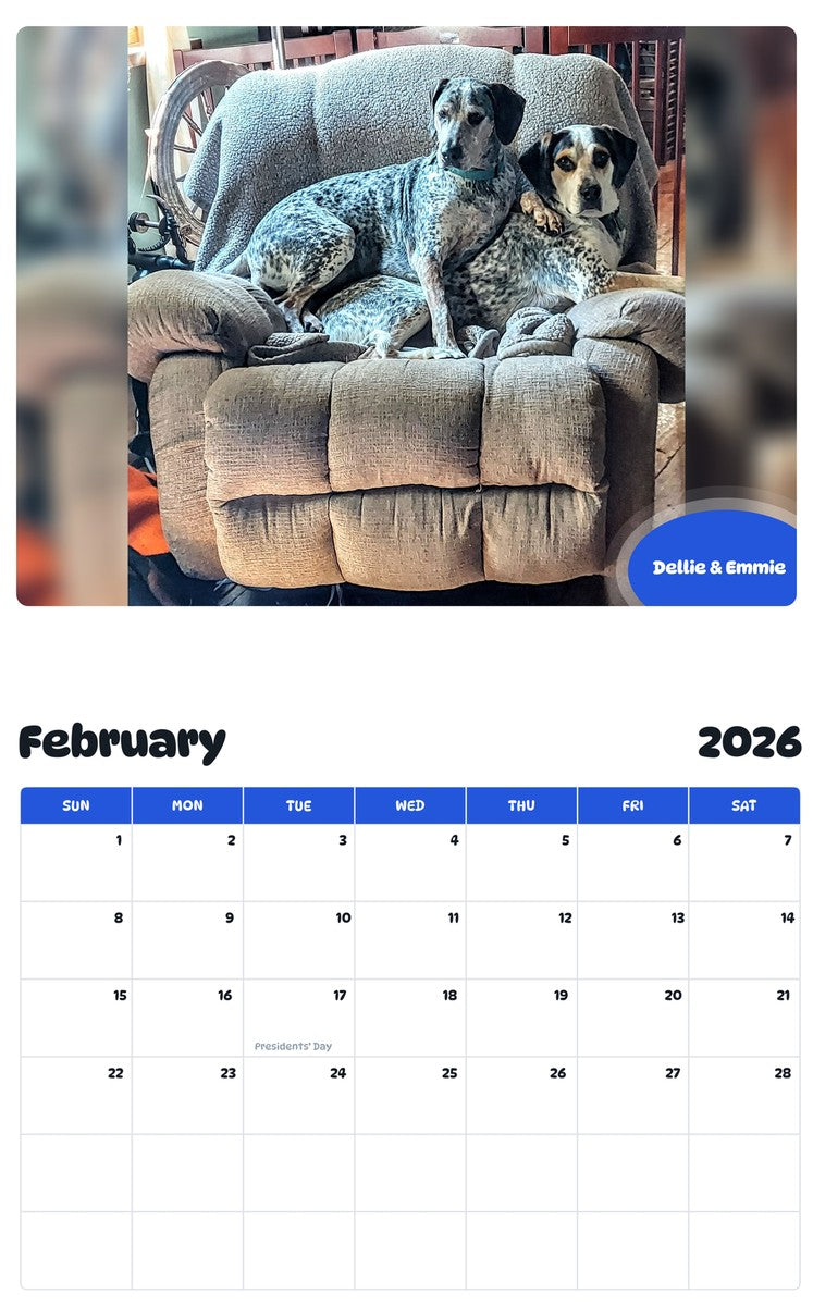 November 2025 - October 2026 Dellie & Emmie - Pawidols Pet Calendar
