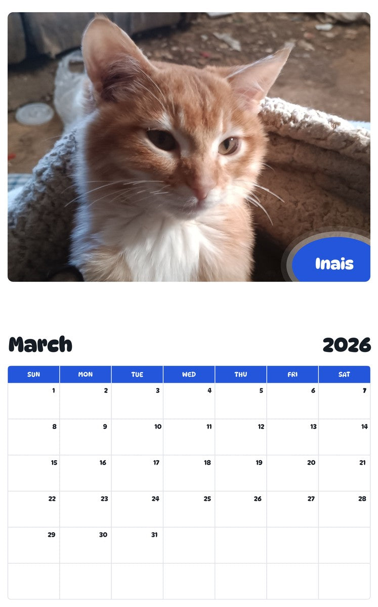 November 2025 - October 2026 Inais - Pawidols Pet Calendar