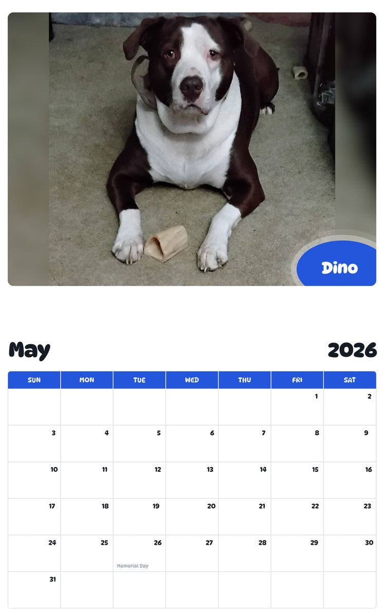 2026 - 2027 Dino - Pawidols Pet Calendar