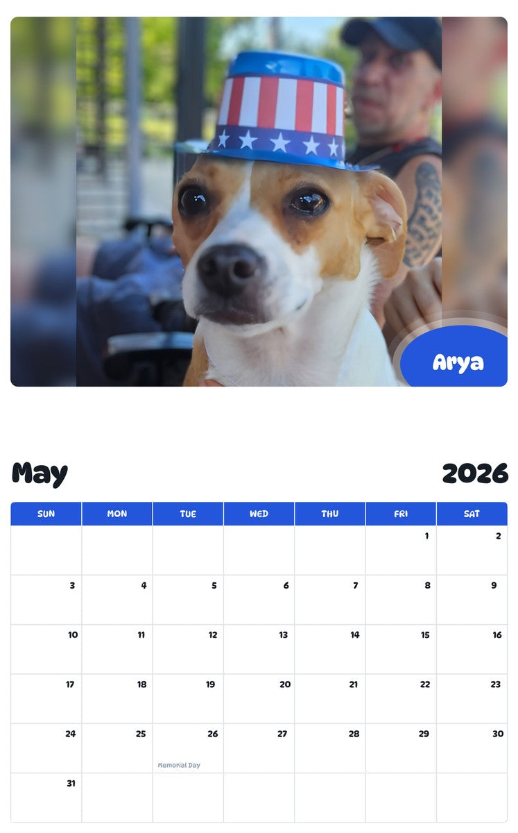 2026 - 2027 Arya - Pawidols Pet Calendar