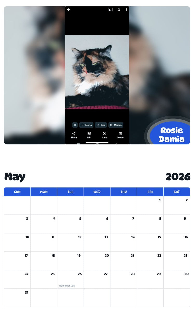2026 - 2027 Rosie Damia - Pawidols Pet Calendar