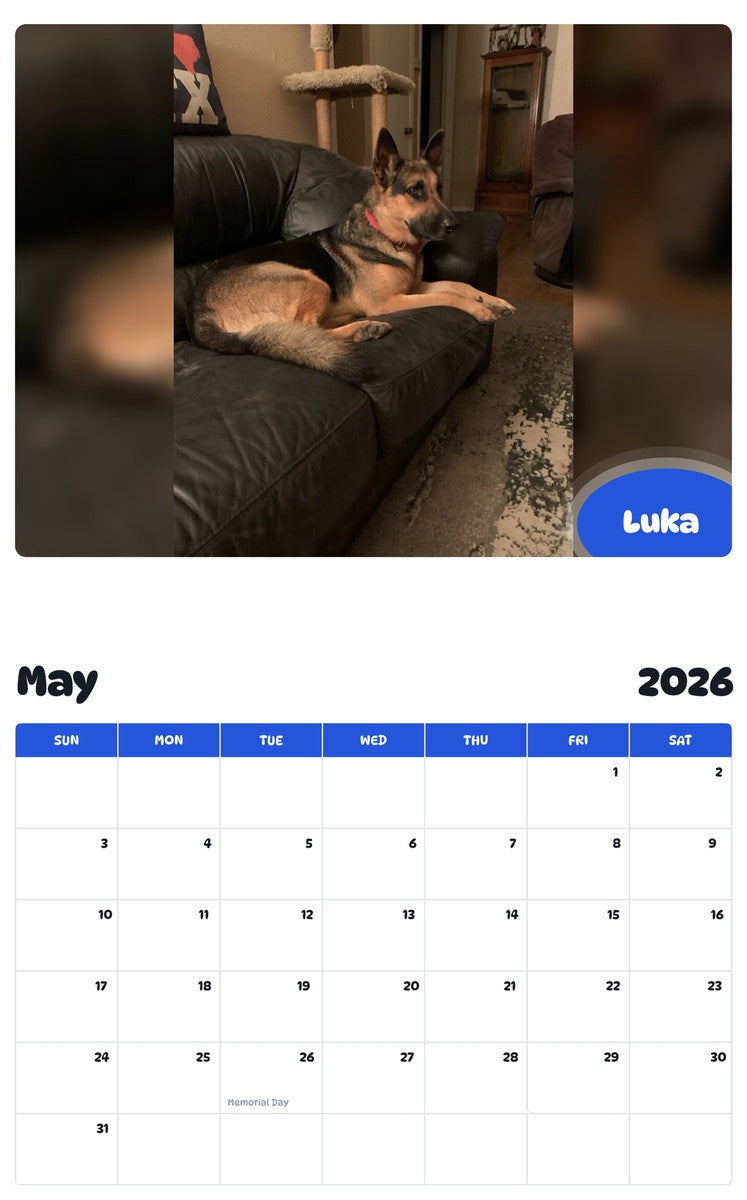 2026 - 2027 Luka - Pawidols Pet Calendar