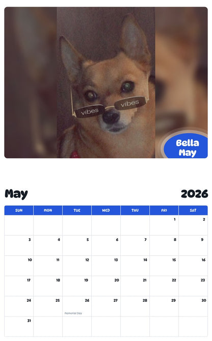 2026 - 2027 Bella May - Pawidols Pet Calendar