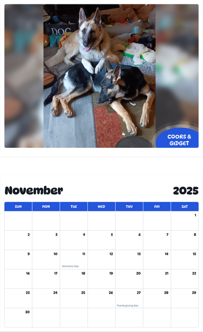 July 2025 - June 2026 Coors & Gidget - Pawidols Pet Calendar