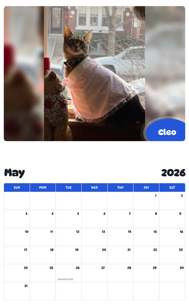 2026 - 2027 Cleo - Pawidols Pet Calendar