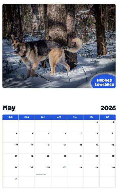 2026 - 2027 Hobbes Lowrance - Pawidols Pet Calendar
