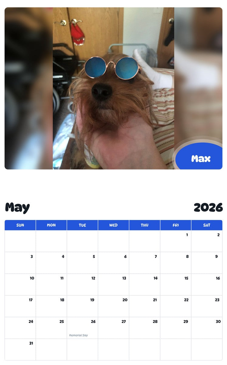 2026 - 2027 Max - Pawidols Pet Calendar