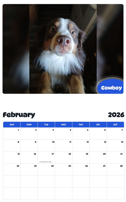 October 2025 - September 2026 Cowboy - Pawidols Pet Calendar