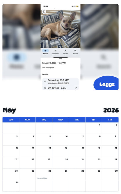2026 - 2027 Leggs - Pawidols Pet Calendar