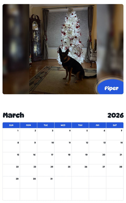 November 2025 - October 2026 Piper - Pawidols Pet Calendar