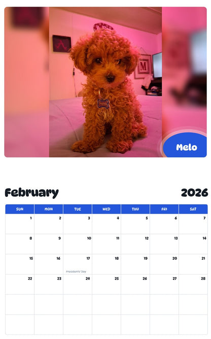 October 2025 - September 2026 Melo - Pawidols Pet Calendar