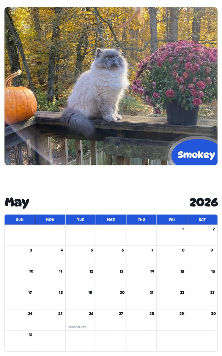 2026 - 2027 Smokey - Pawidols Pet Calendar